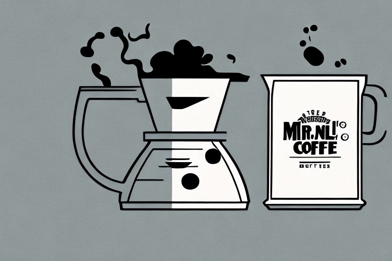 A black mr. coffee® advanced brew coffee maker with a steaming cup of coffee beside it