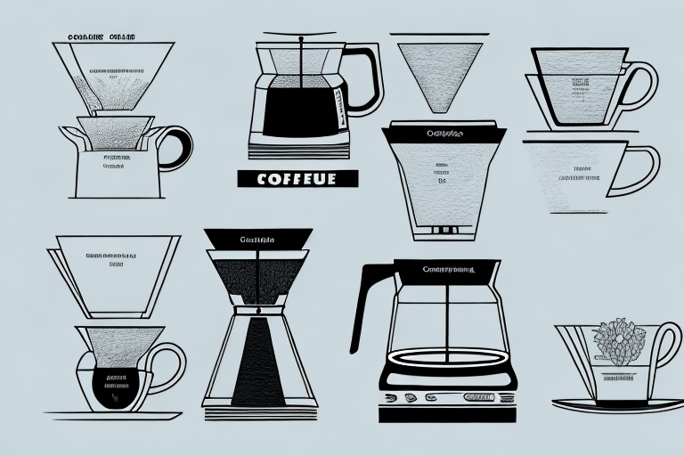 A four-cup coffee maker with a close-up of the brewing process
