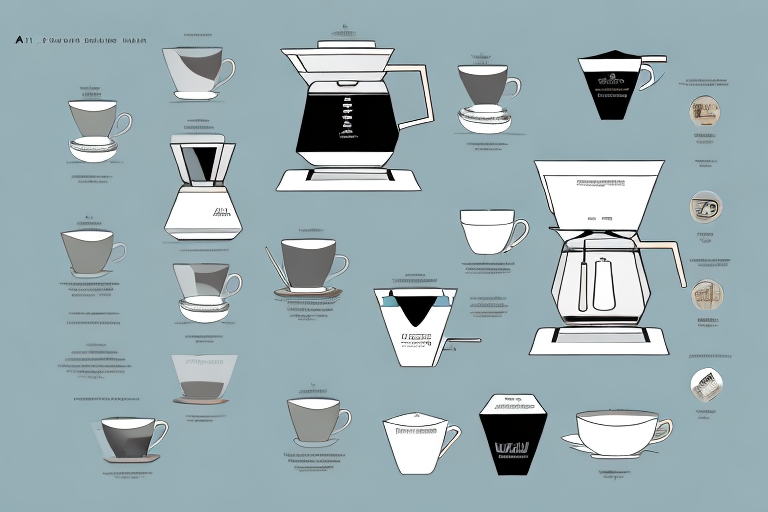 A 12-cup bunn coffee maker with its components and features highlighted