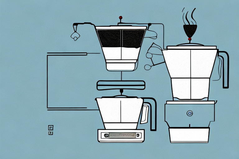 A two to four cup coffee maker with its components
